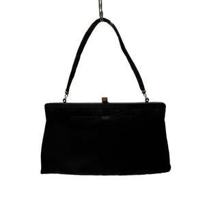 Vintage HL USA Black Satin Evening Clutch Purse with Bow